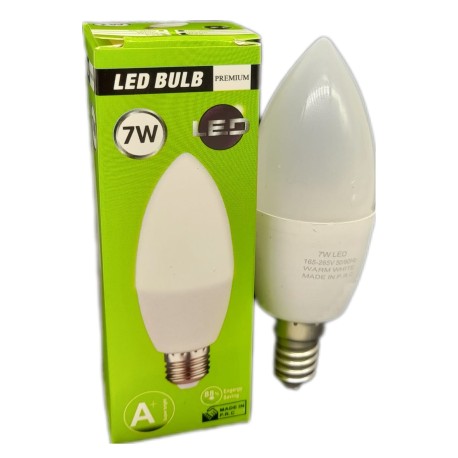 AMPOLLETA TIPO VELA 7W E14 LUZ BLANCA